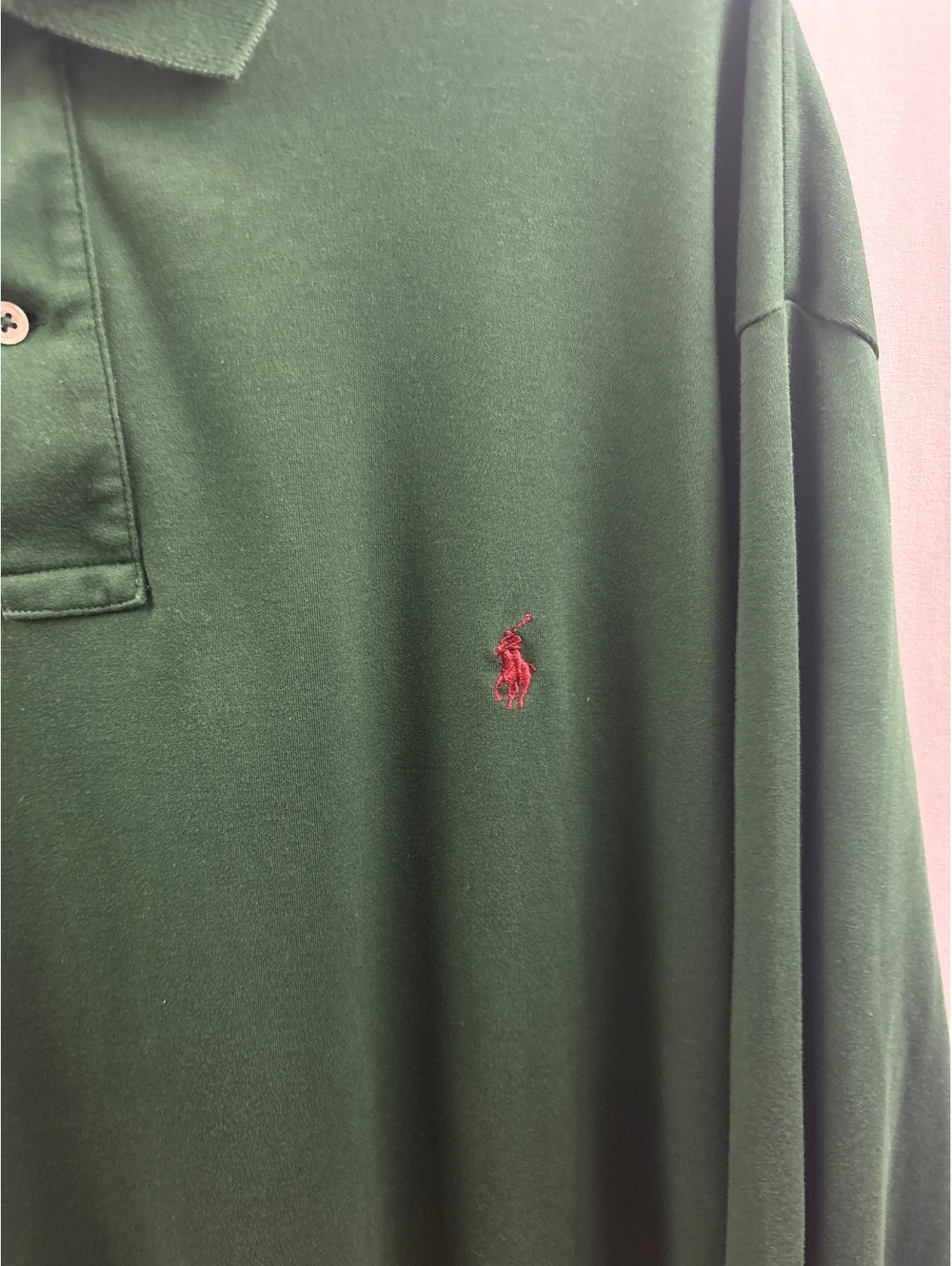 Polo by Ralph Lauren Men's Long Sleeve Green Polo Shirt 2XLT Tall - Picture 2 of 5